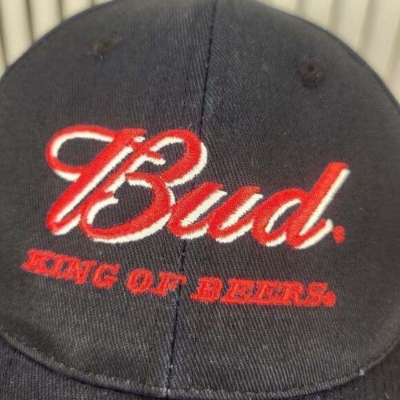 Bud King of Beers Hat Cap Snapback Black Budweiser Driver Brand Embroidered Ad - Picture 3 of 10